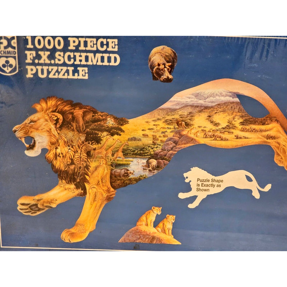 F. X. Schmid Puzzle "Pride Of The Plains" Lion 1000 Pieces New 1999 w/Defect - Picture 2 of 4